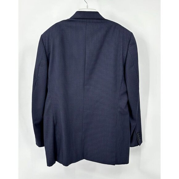 CANALI jacket blazer sport coat 100% wool mini check navy blue long 44L - Picture 6 of 10